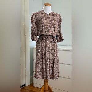 Democracy knee-length, waisted dress with neutral print